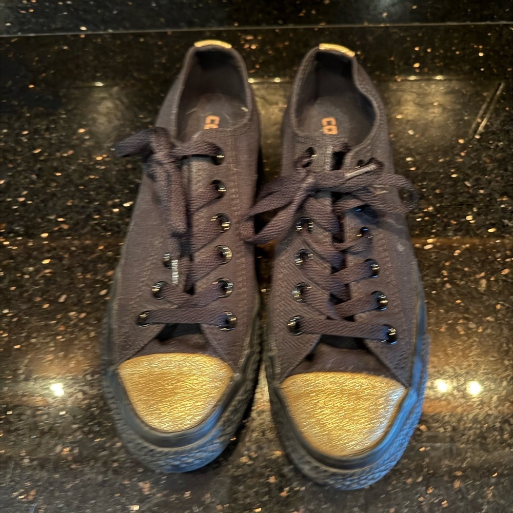 Black gold vintage Sz 6 men’s 8 women’s Converse low top chuck Taylor All Star - Picture 9 of 12